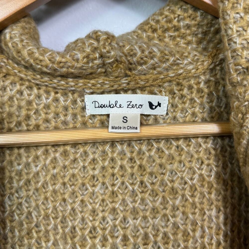 Double Zero Hooded Two-Pocket Long Cardigan in Camel Women's Size S - Picture 4 of 7